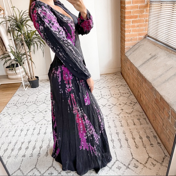 Anna Kosturova Silk Wrap Maxi Dress Black - Picture 3 of 6